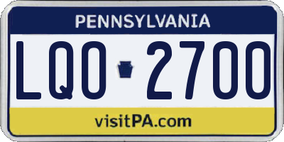 PA license plate LQO2700