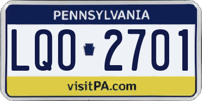 PA license plate LQO2701