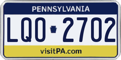 PA license plate LQO2702