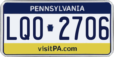 PA license plate LQO2706