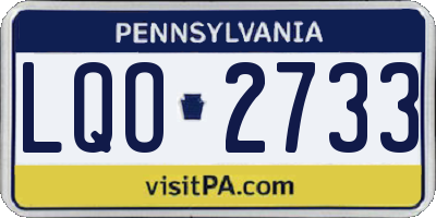 PA license plate LQO2733