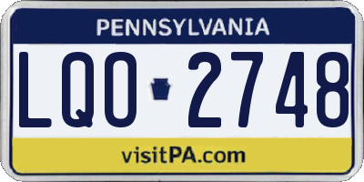 PA license plate LQO2748
