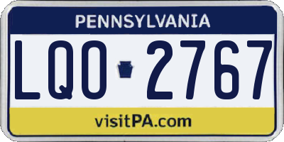 PA license plate LQO2767