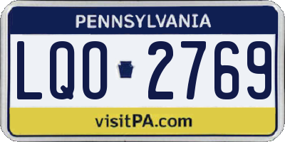 PA license plate LQO2769