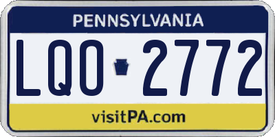 PA license plate LQO2772