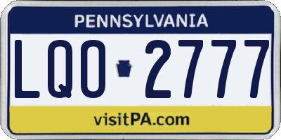 PA license plate LQO2777