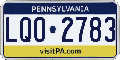 PA license plate LQO2783