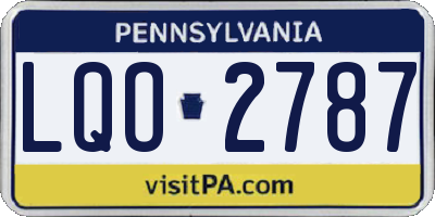 PA license plate LQO2787
