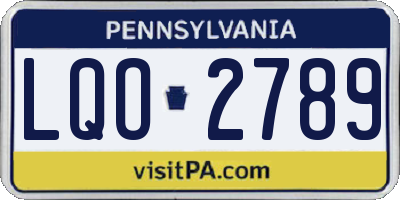 PA license plate LQO2789