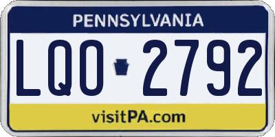 PA license plate LQO2792