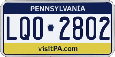 PA license plate LQO2802