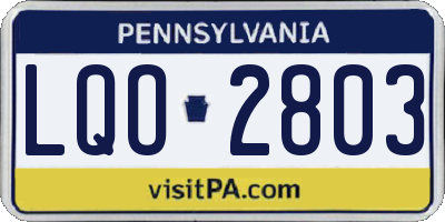 PA license plate LQO2803