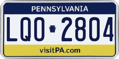 PA license plate LQO2804