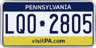 PA license plate LQO2805