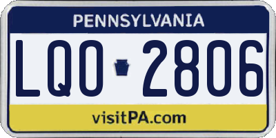 PA license plate LQO2806