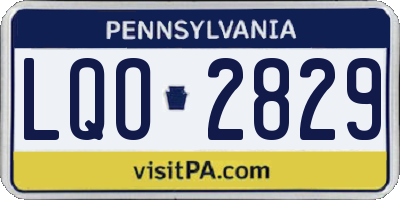 PA license plate LQO2829