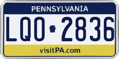 PA license plate LQO2836