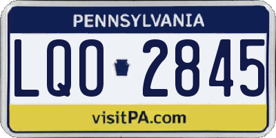 PA license plate LQO2845