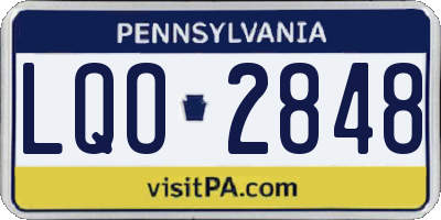 PA license plate LQO2848