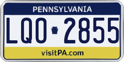PA license plate LQO2855