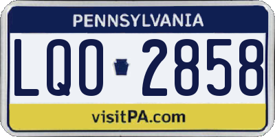 PA license plate LQO2858