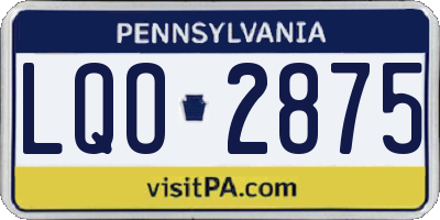 PA license plate LQO2875