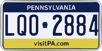 PA license plate LQO2884