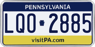 PA license plate LQO2885