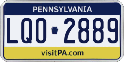 PA license plate LQO2889