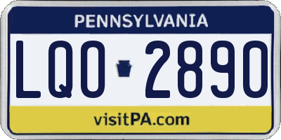 PA license plate LQO2890
