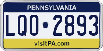 PA license plate LQO2893
