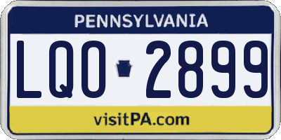 PA license plate LQO2899