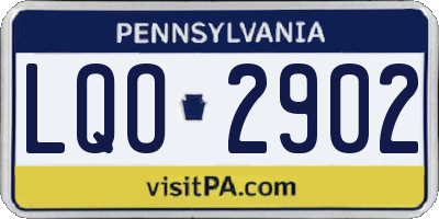 PA license plate LQO2902