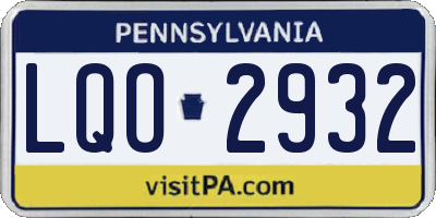 PA license plate LQO2932
