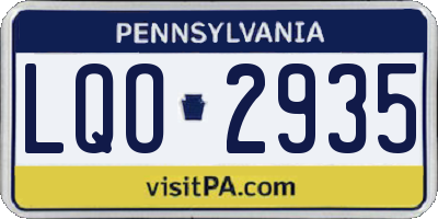 PA license plate LQO2935