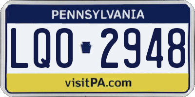 PA license plate LQO2948