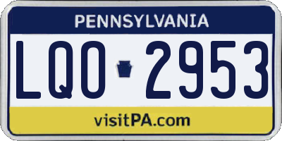 PA license plate LQO2953
