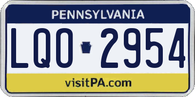 PA license plate LQO2954