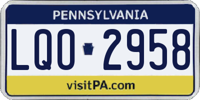 PA license plate LQO2958