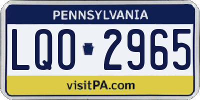 PA license plate LQO2965