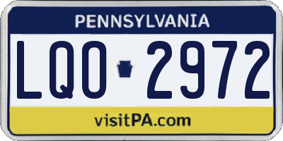 PA license plate LQO2972
