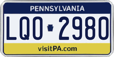 PA license plate LQO2980