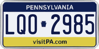 PA license plate LQO2985