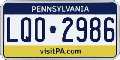 PA license plate LQO2986