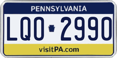 PA license plate LQO2990
