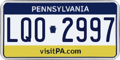 PA license plate LQO2997