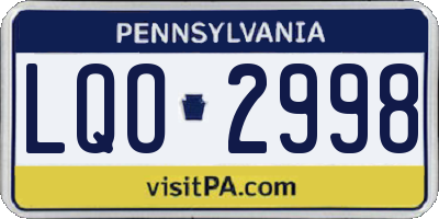 PA license plate LQO2998