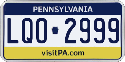 PA license plate LQO2999