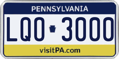 PA license plate LQO3000