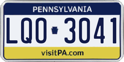 PA license plate LQO3041